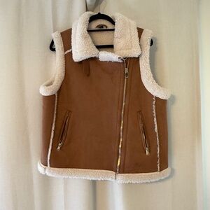 Amazon Tan and Cream Sherpa Vest